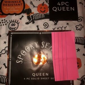 🎃🎃 Dachshund  Spooky Season Queen 4-PC Halloween Sheet Set - Pumpkin Print